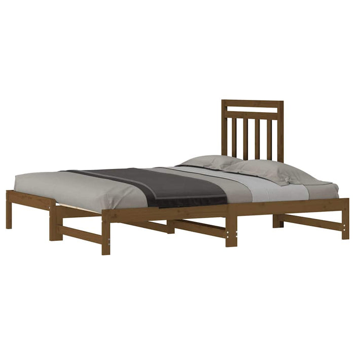 Pat de zi extensibil maro miere 2x(90x190) cm lemn masiv de pin WALTI