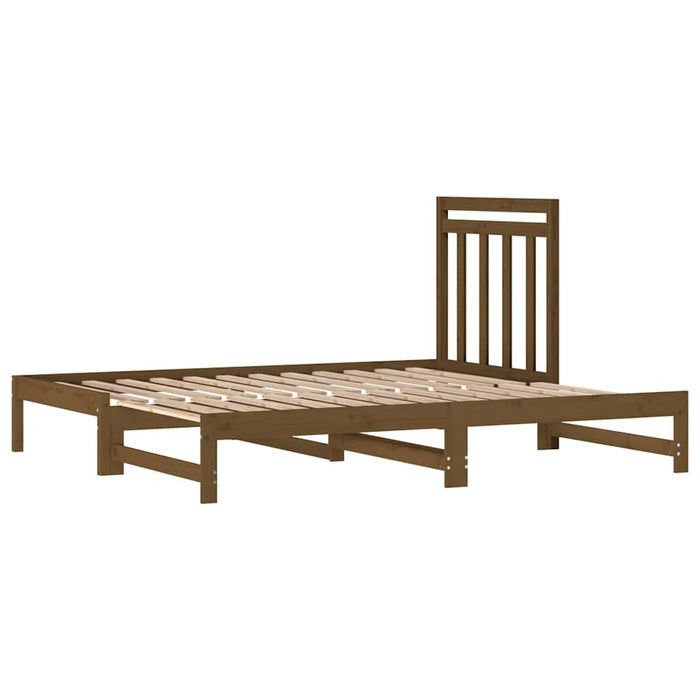 Pat de zi extensibil maro miere 2x(90x190) cm lemn masiv de pin WALTI