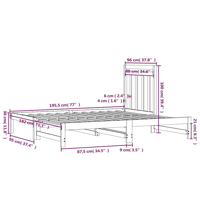 Pat de zi extensibil maro miere 2x(90x190) cm lemn masiv de pin WALTI