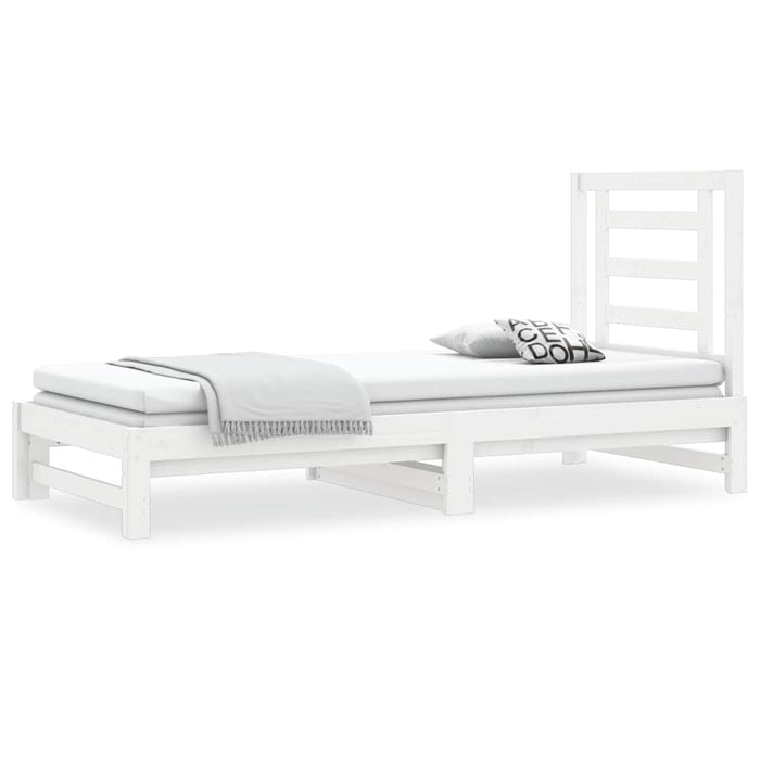 Pat de zi extensibil, alb, 2x(90x200) cm, lemn masiv de pin WALTI