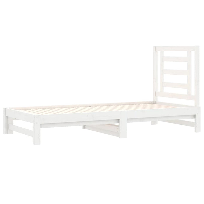 Pat de zi extensibil, alb, 2x(90x200) cm, lemn masiv de pin WALTI