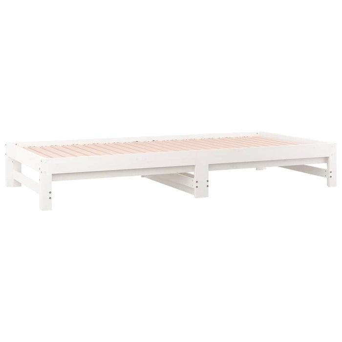 Pat de zi extensibil, alb, 2x(90x200) cm, lemn masiv de pin WALTI