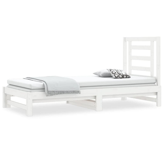 Pat de zi extensibil, alb, 2x(90x190) cm, lemn masiv de pin - WALTI WALTI