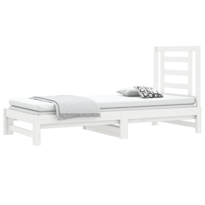 Pat de zi extensibil, alb, 2x(90x190) cm, lemn masiv de pin - WALTI WALTI