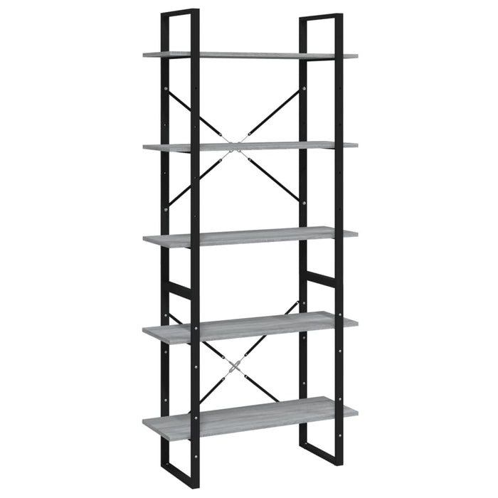 Bibliotecă 5 niveluri gri sonoma, 80x30x175 cm lemn prelucrat - WALTI WALTI