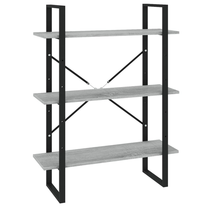 Bibliotecă 5 niveluri gri sonoma, 80x30x175 cm lemn prelucrat - WALTI WALTI