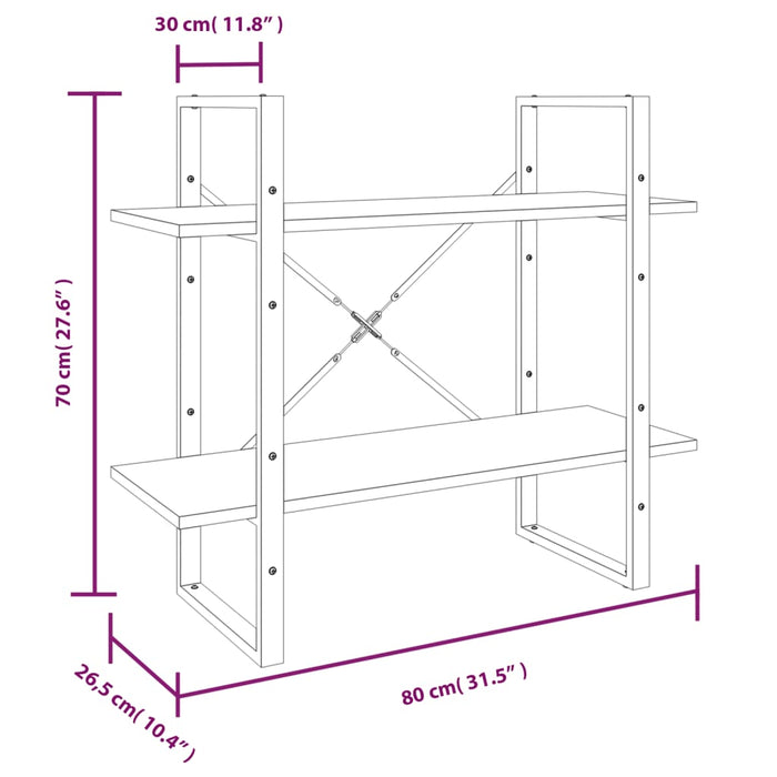 Bibliotecă 5 niveluri gri sonoma, 80x30x175 cm lemn prelucrat - WALTI WALTI