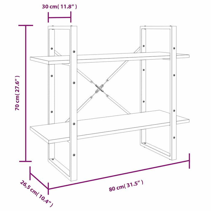 Bibliotecă 5 niveluri stejar maro, 80x30x175 cm lemn prelucrat WALTI