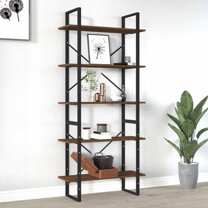 Bibliotecă 5 niveluri stejar maro, 80x30x175 cm lemn prelucrat WALTI
