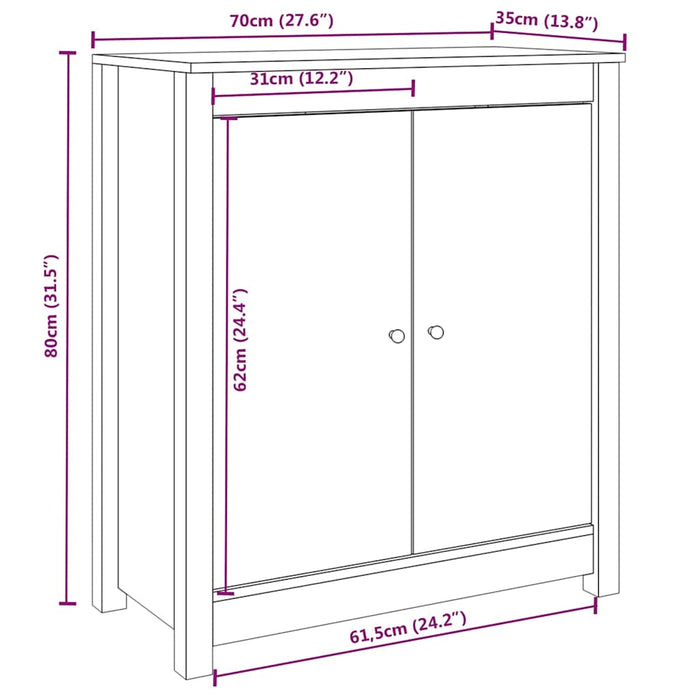 Servante, 2 buc., gri, 70x35x80 cm, lemn masiv de pin WALTI