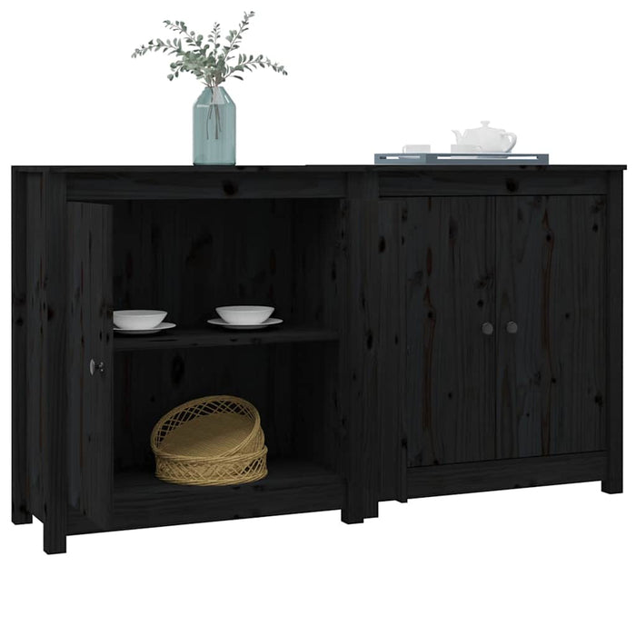 Servante, 2 buc., negru, 70x35x80 cm, lemn masiv de pin WALTI