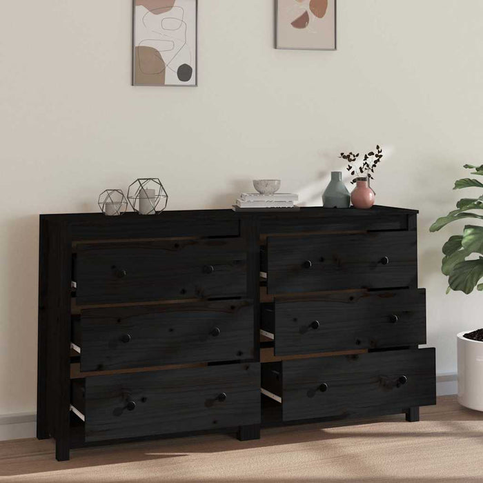 Dulap, negru, 140x35x80 cm, lemn masiv de pin WALTI