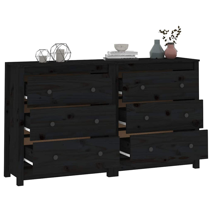 Dulap, negru, 140x35x80 cm, lemn masiv de pin WALTI