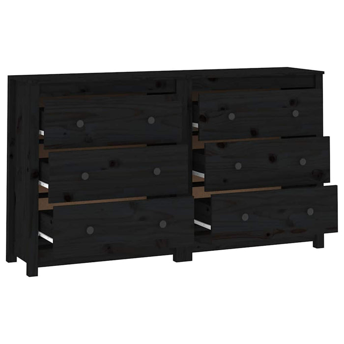 Dulap, negru, 140x35x80 cm, lemn masiv de pin WALTI