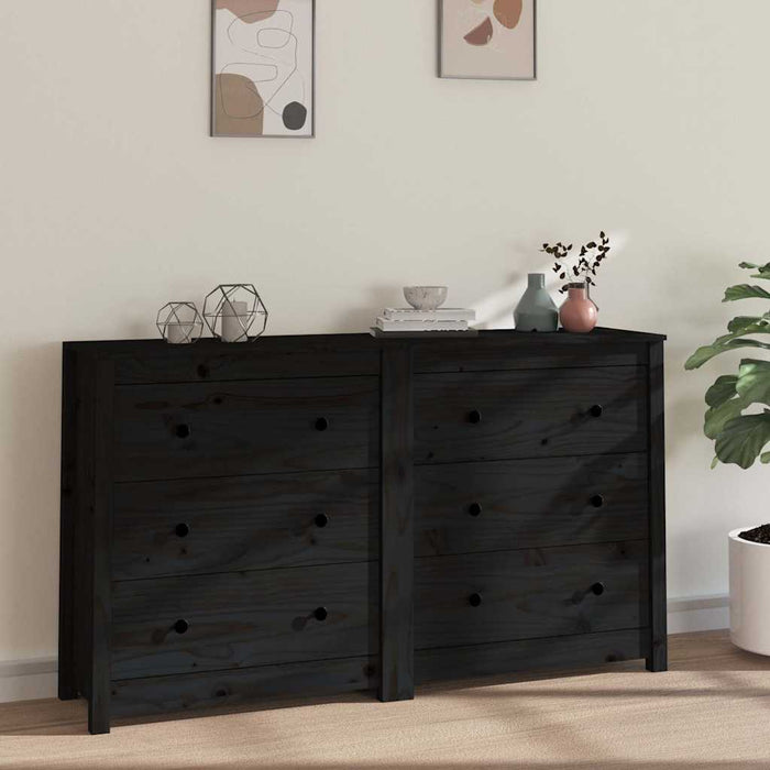 Dulap, negru, 140x35x80 cm, lemn masiv de pin WALTI