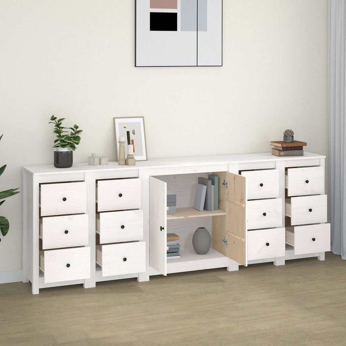 Servantă, alb, 230x35x80 cm, lemn masiv de pin WALTI