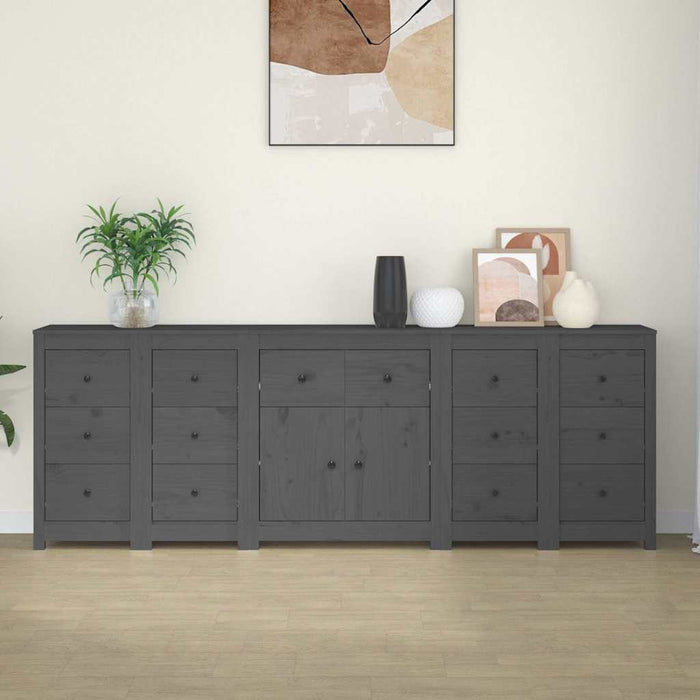 Servantă, gri, 230x35x80 cm, lemn masiv de pin WALTI