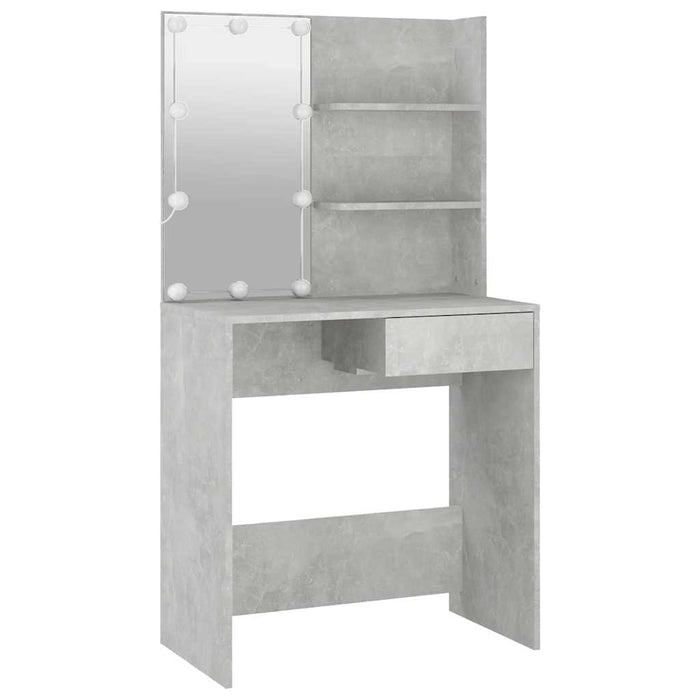 Set măsuță de toaletă cu LED, gri beton, lemn prelucrat - WALTI WALTI
