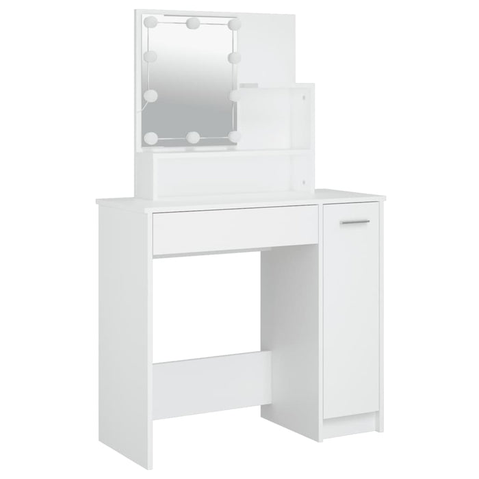Set măsuță de toaletă cu LED, alb, lemn prelucrat - WALTI WALTI