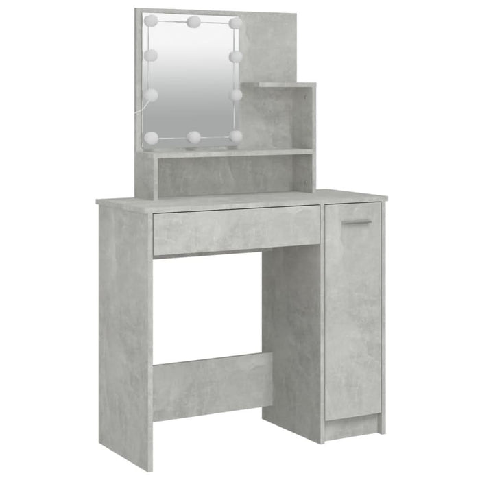 Set măsuță de toaletă cu LED, gri beton, lemn prelucrat - WALTI WALTI