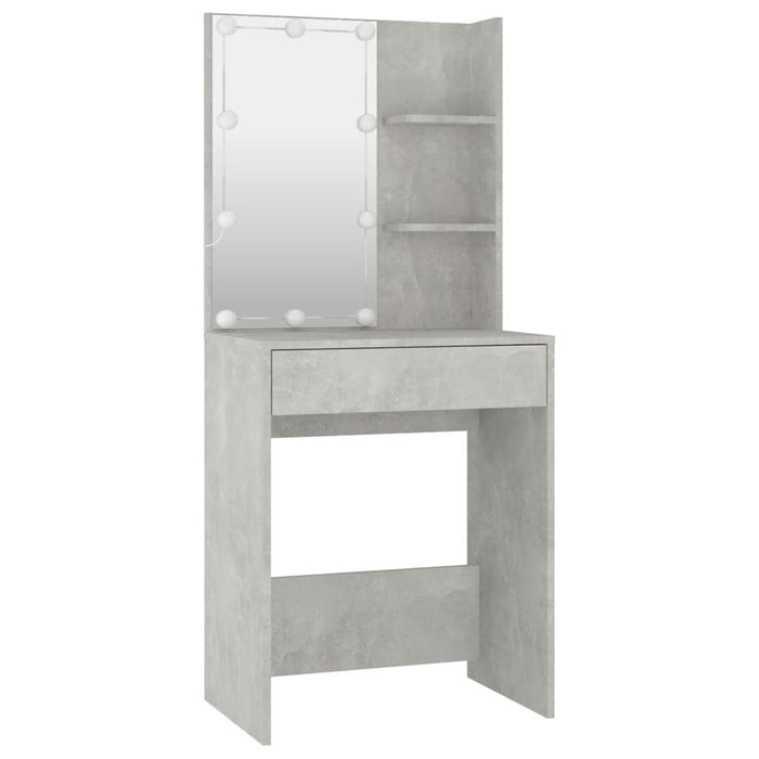Set măsuță de toaletă cu LED, gri beton, lemn prelucrat - WALTI WALTI