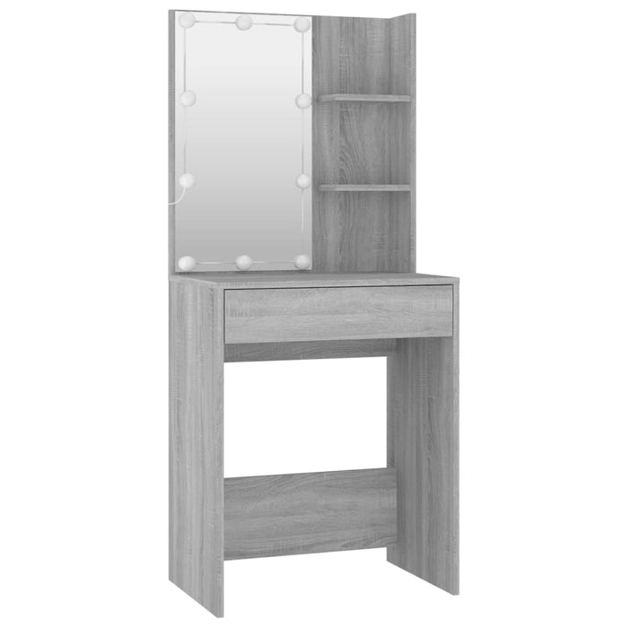 Set măsuță de toaletă cu LED, stejar sonoma, lemn prelucrat - WALTI WALTI