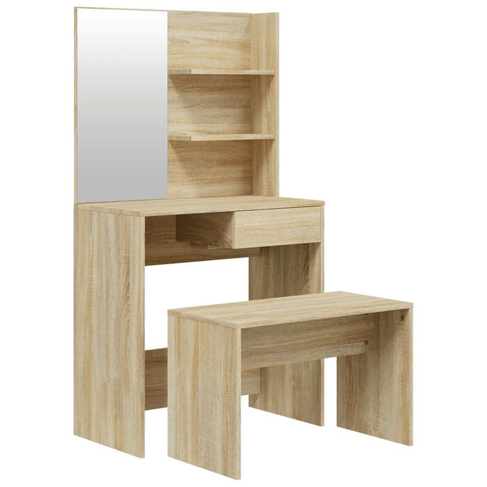 Set măsuță de toaletă, stejar sonoma, 74,5x40x141 cm WALTI