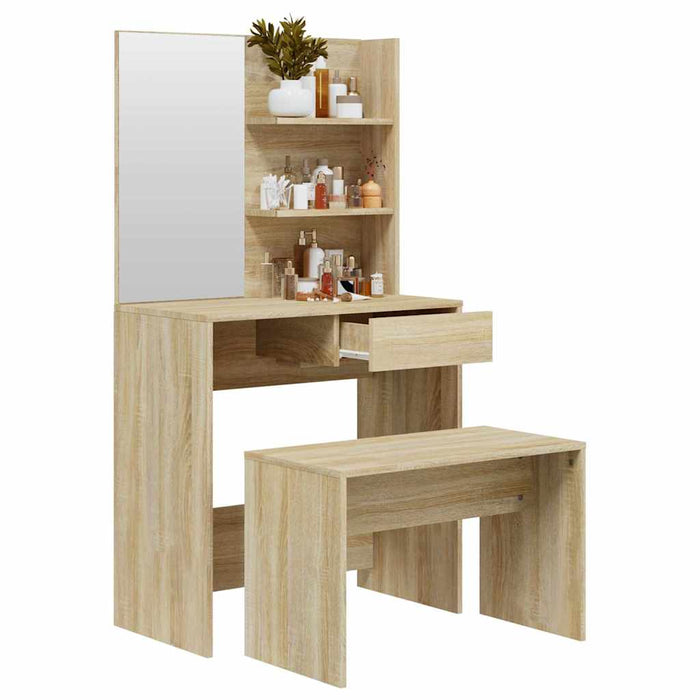 Set măsuță de toaletă, stejar sonoma, 74,5x40x141 cm WALTI