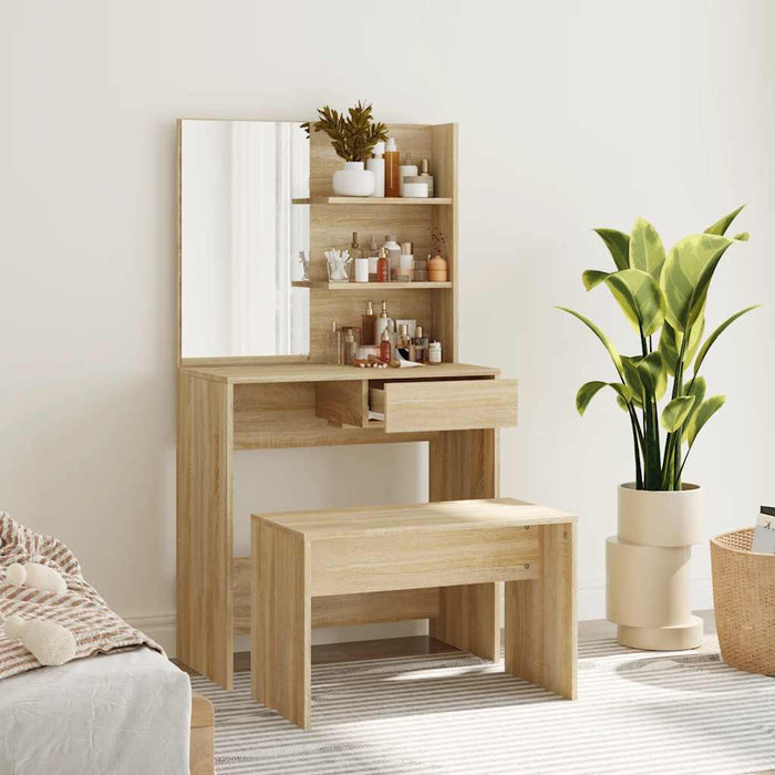 Set măsuță de toaletă, stejar sonoma, 74,5x40x141 cm WALTI