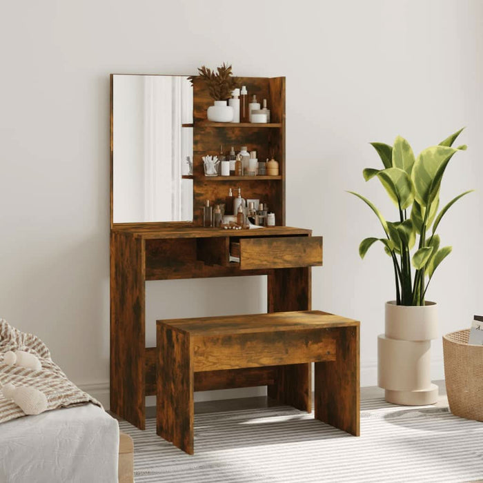 Set măsuță de toaletă, stejar afumat, 74,5x40x141 cm - WALTI WALTI