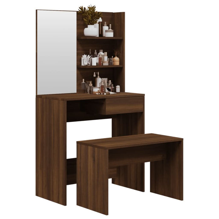 Set măsuță de toaletă, stejar maro, 74,5x40x141 cm - WALTI WALTI
