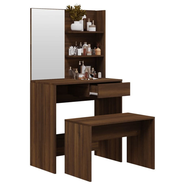 Set măsuță de toaletă, stejar maro, 74,5x40x141 cm - WALTI WALTI