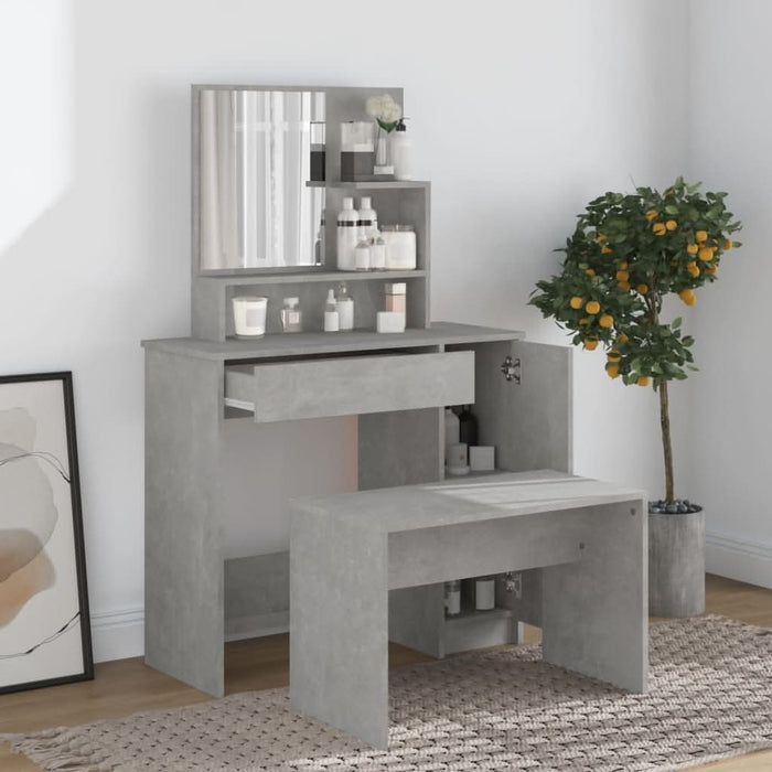 Set măsuță de toaletă, gri beton, 86,5x35x136 cm - WALTI WALTI