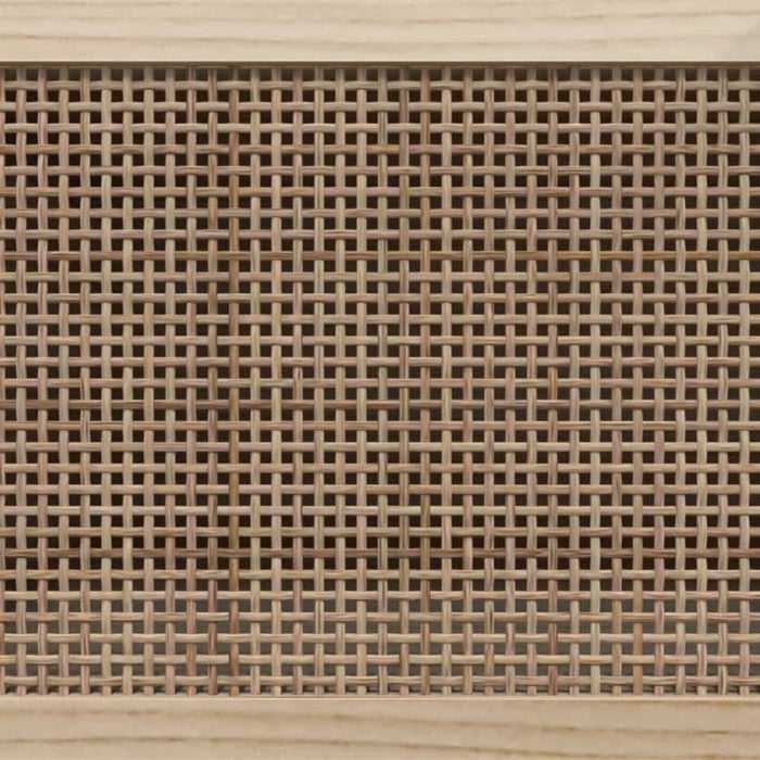 Comodă TV, alb, 80x30x40 cm, lemn masiv pin și ratan natural - WALTI WALTI