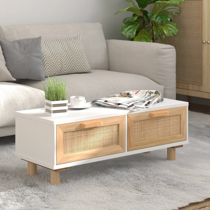 Măsuță de cafea alb 80x40x30cm lemn prelucrat&lemn masiv pin WALTI