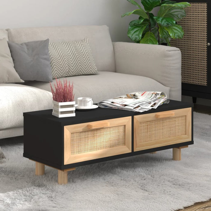 Măsuță de cafea negru 80x40x30cm lemn prelucrat&lemn masiv pin WALTI