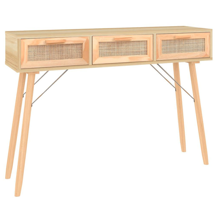 Masă consolă maro 105x30x75 cm lemn masiv pin și ratan natural - WALTI WALTI