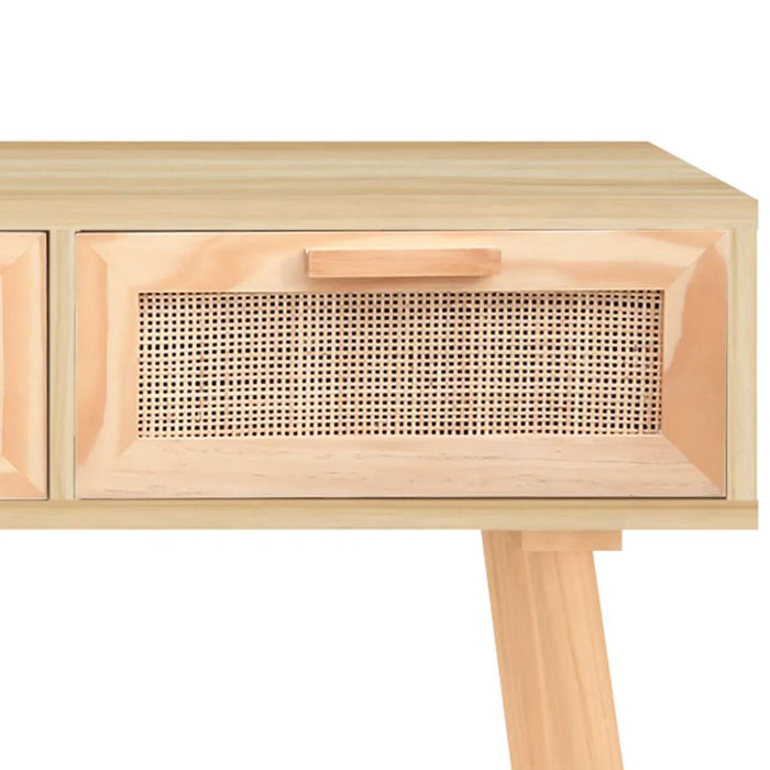 Masă consolă maro 105x30x75 cm lemn masiv pin și ratan natural - WALTI WALTI