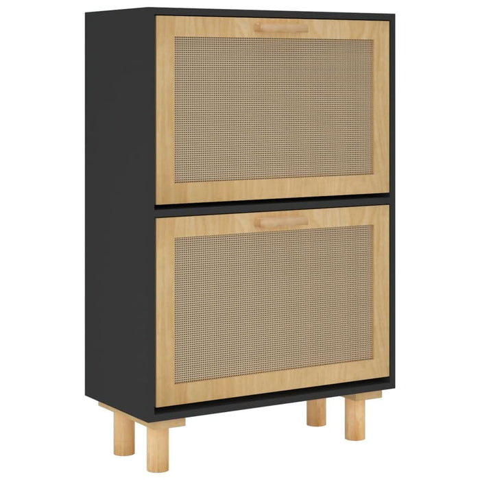 Pantofar, negru, 52x25x80 cm, lemn prelucrat și ratan natural - WALTI WALTI