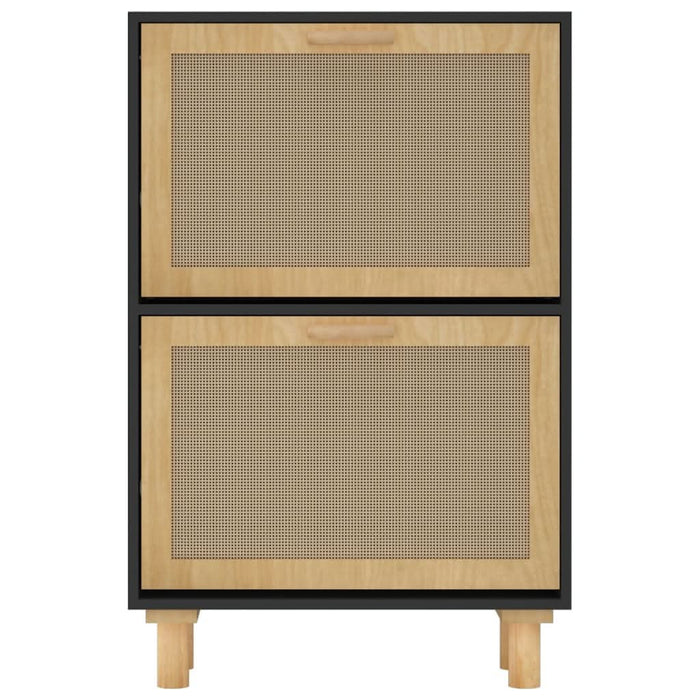 Pantofar, negru, 52x25x80 cm, lemn prelucrat și ratan natural - WALTI WALTI