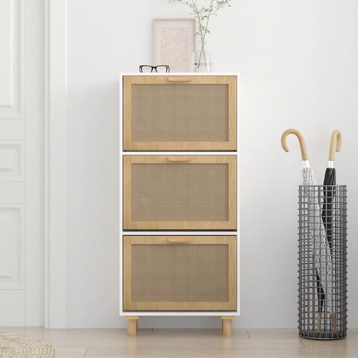 Pantofar, alb, 52x25x115 cm, lemn prelucrat și ratan natural - WALTI WALTI