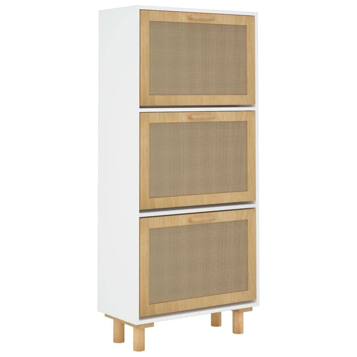 Pantofar, alb, 52x25x115 cm, lemn prelucrat și ratan natural - WALTI WALTI