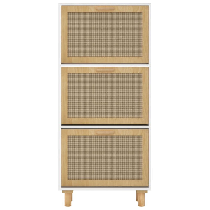 Pantofar, alb, 52x25x115 cm, lemn prelucrat și ratan natural - WALTI WALTI