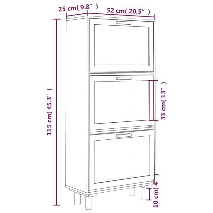 Pantofar, alb, 52x25x115 cm, lemn prelucrat și ratan natural - WALTI WALTI