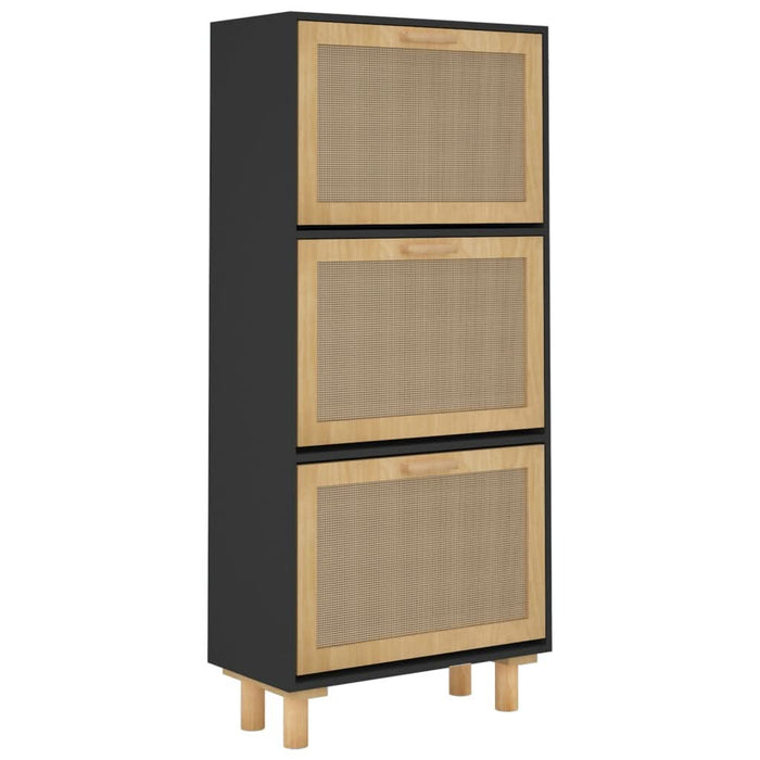 Pantofar, negru, 52x25x115 cm, lemn prelucrat și ratan natural - WALTI WALTI
