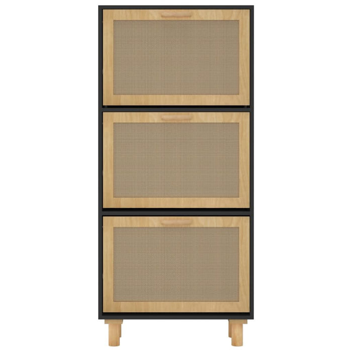 Pantofar, negru, 52x25x115 cm, lemn prelucrat și ratan natural - WALTI WALTI