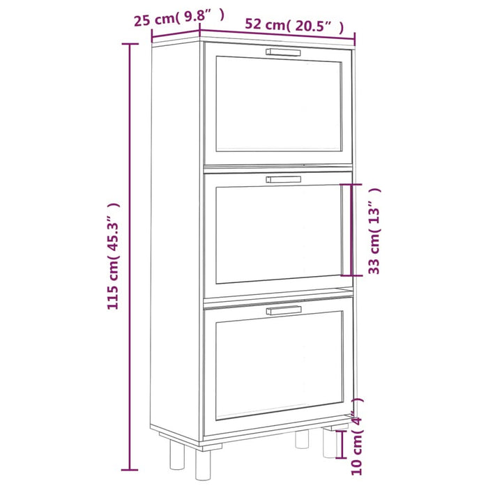 Pantofar, negru, 52x25x115 cm, lemn prelucrat și ratan natural - WALTI WALTI