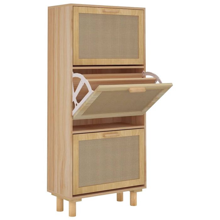 Pantofar, maro, 52x25x115 cm, lemn prelucrat și ratan natural WALTI