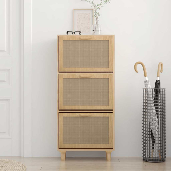 Pantofar, maro, 52x25x115 cm, lemn prelucrat și ratan natural WALTI