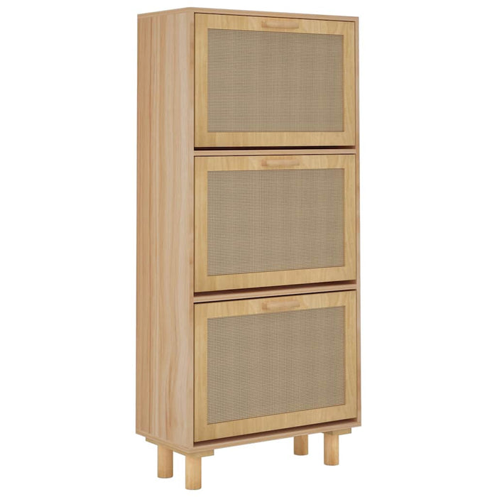 Pantofar, maro, 52x25x115 cm, lemn prelucrat și ratan natural WALTI